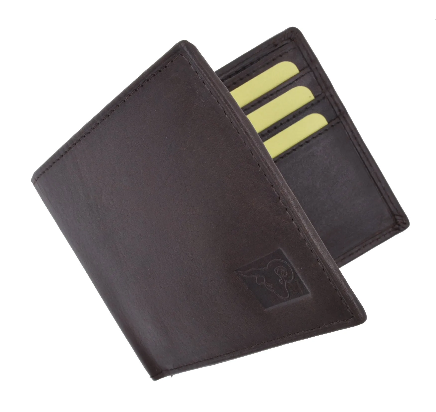 Mens Genuine High Quality Leather ID Card Holder Classic Design Slim Bifold Wallet by Cavelio 730060