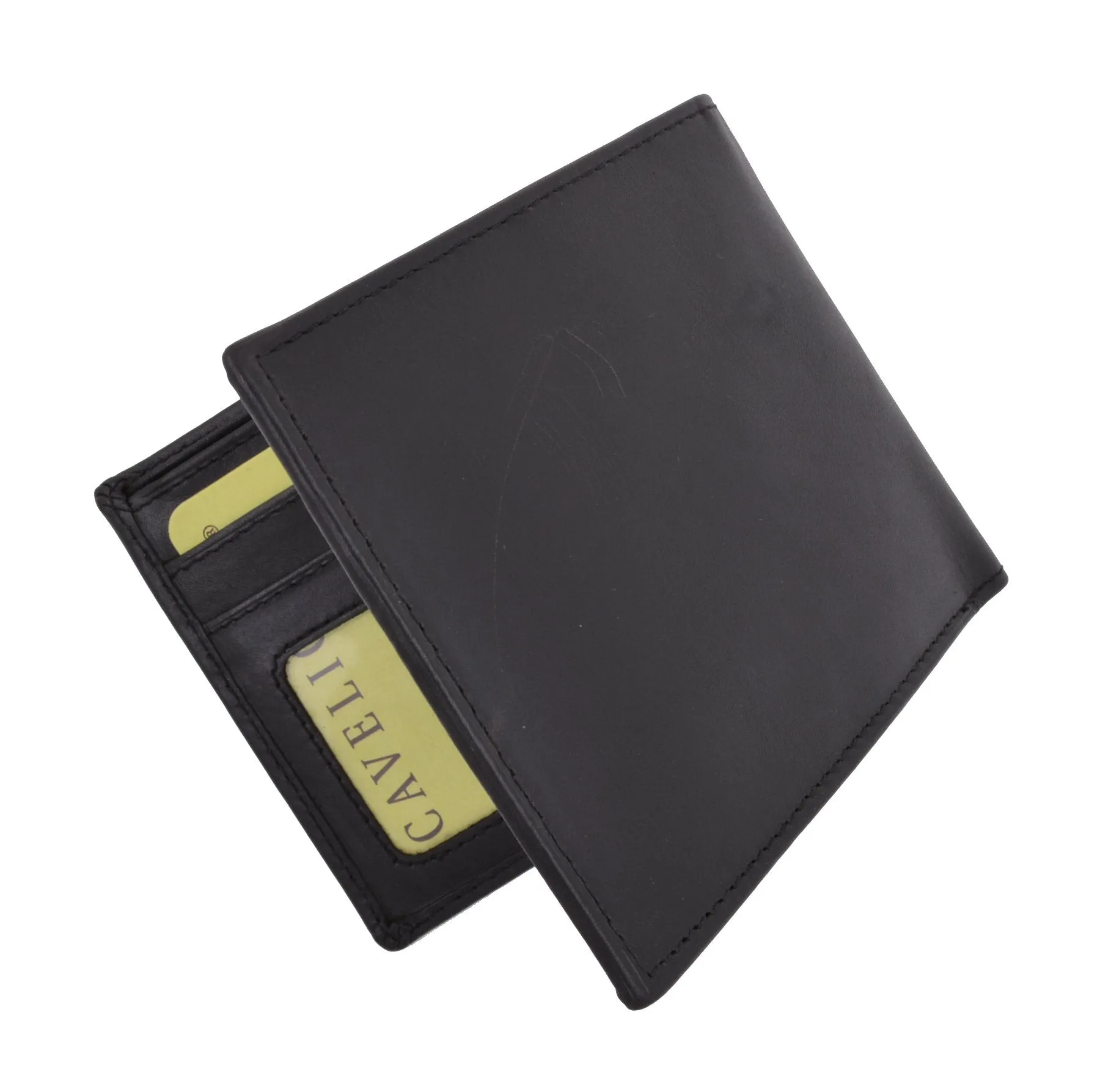 Mens Genuine High Quality Leather ID Card Holder Classic Design Slim Bifold Wallet by Cavelio 730060