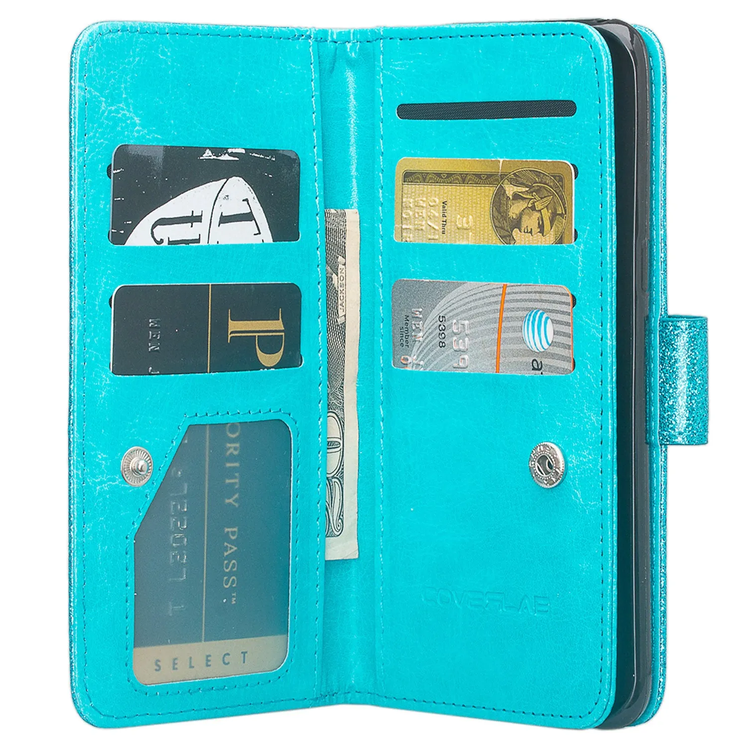 Motorola Moto E5 Plus , e5 Supra Case, [Wrist Strap] Glitter Faux Leather Flip [Kickstand Feature] Protective Wallet Case Cover Clutch - Teal