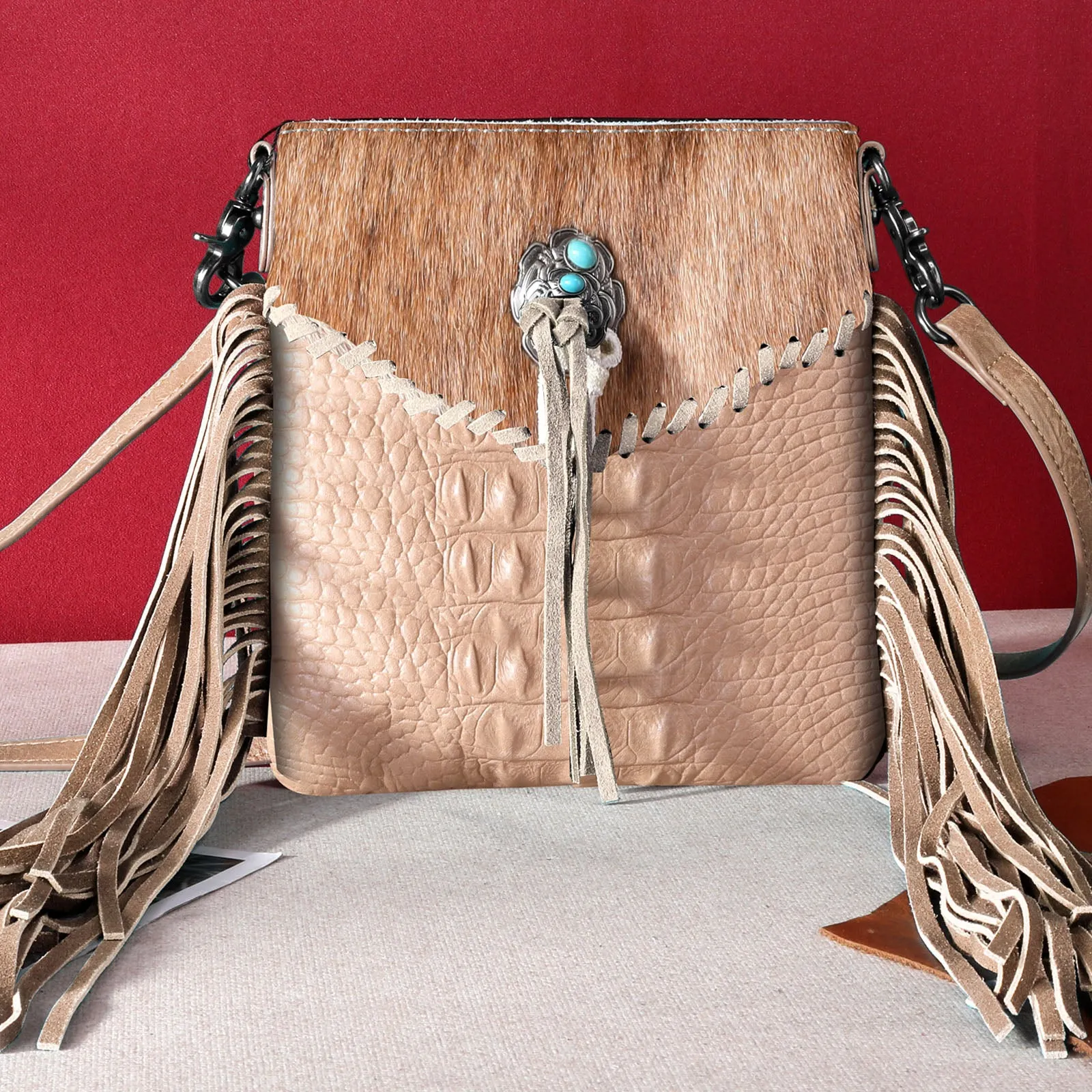 MW1268-8360   Montana West Hair-On Collection Crossbody