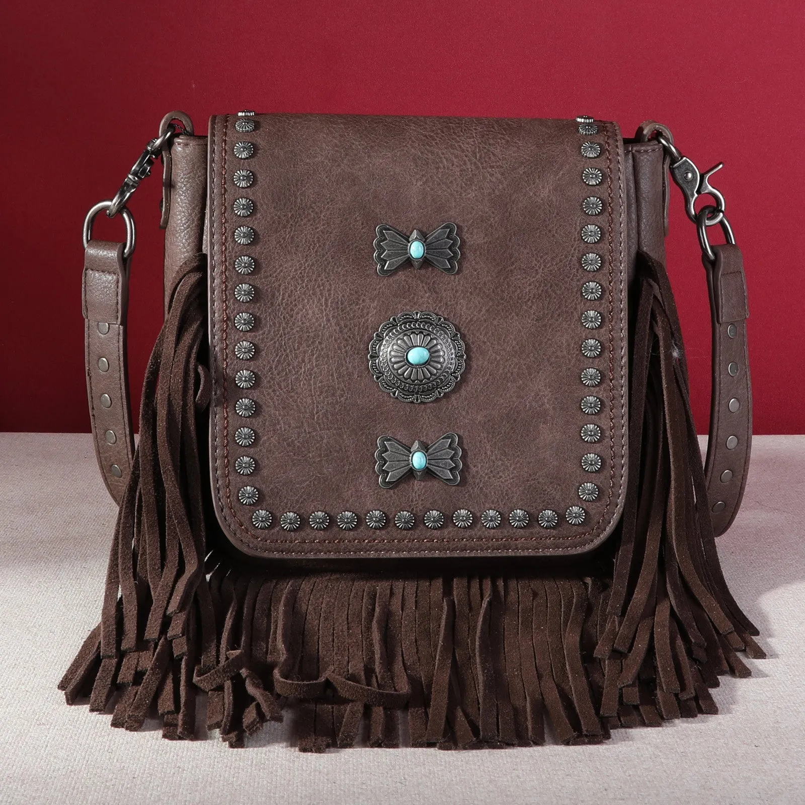 MW1270-8360   Montana West Fringe Mariposa Concho Collection Crossbody