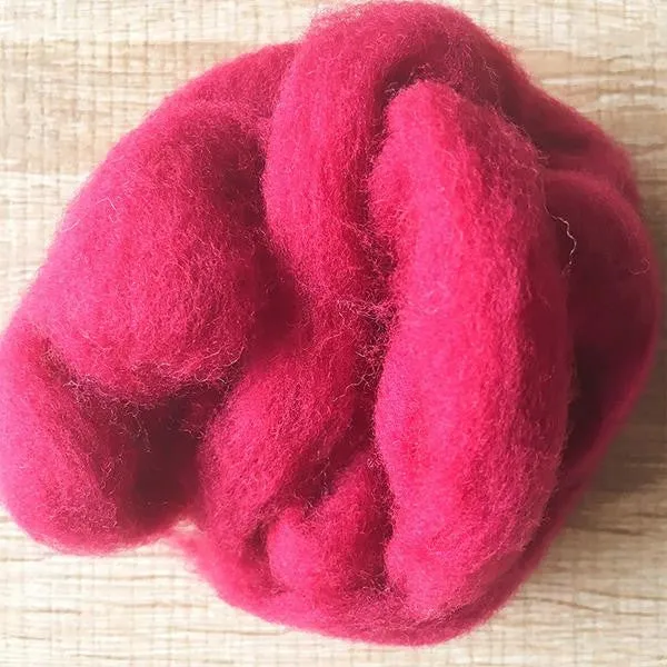 Needle felted supplies wool felting Red wool Roving for felting short fabric