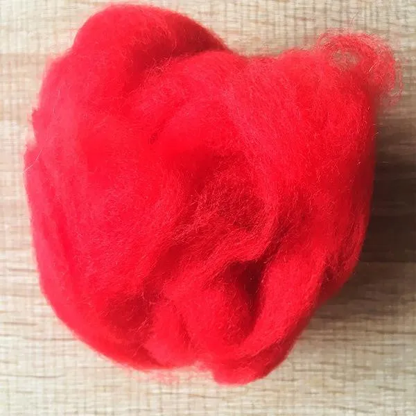 Needle felted supplies wool felting Red wool Roving for felting short fabric