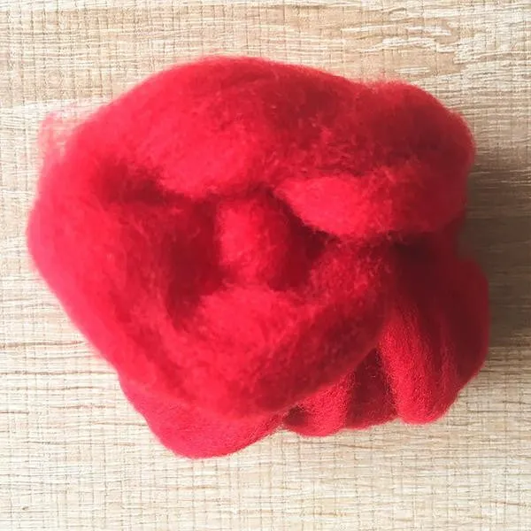 Needle felted supplies wool felting Red wool Roving for felting short fabric