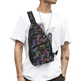 Neon Floral Wolves Chest Bag