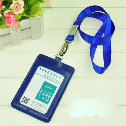 New Candy Colors ID Holders Bank Credit Card Holders Unisex PU Leather Neck Strap Working Badge with Lanyard Wholesale ZC009