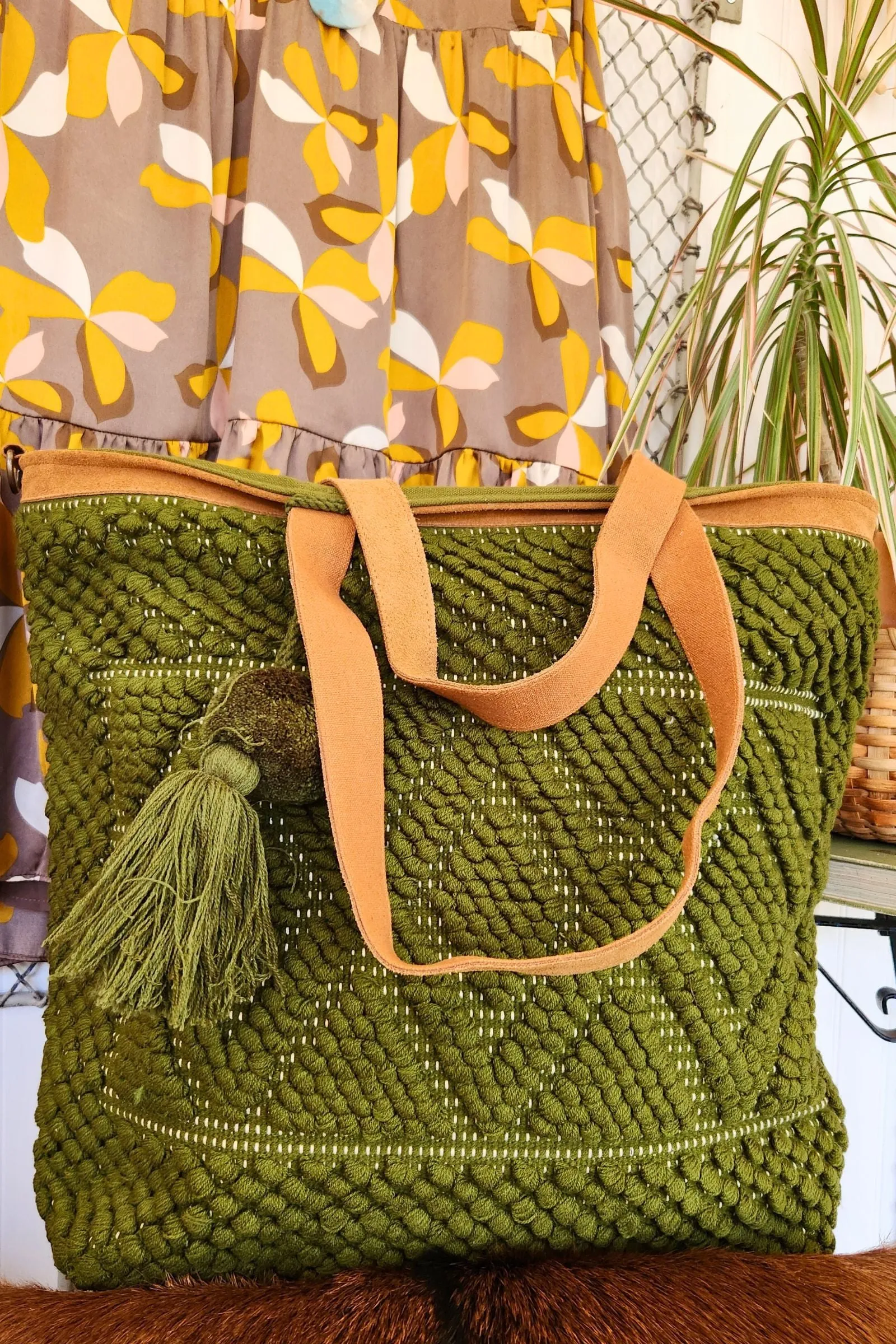 Olive Diamond Tote Bag