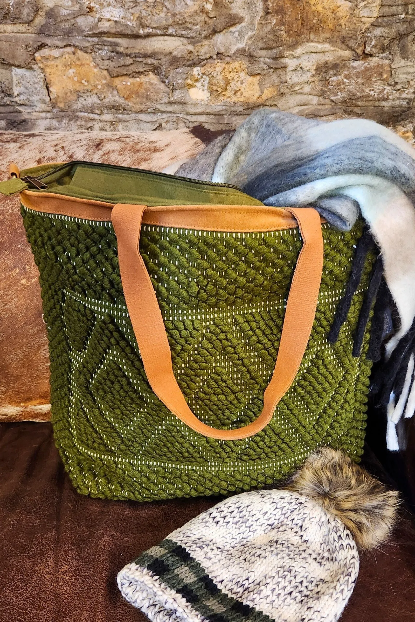 Olive Diamond Tote Bag