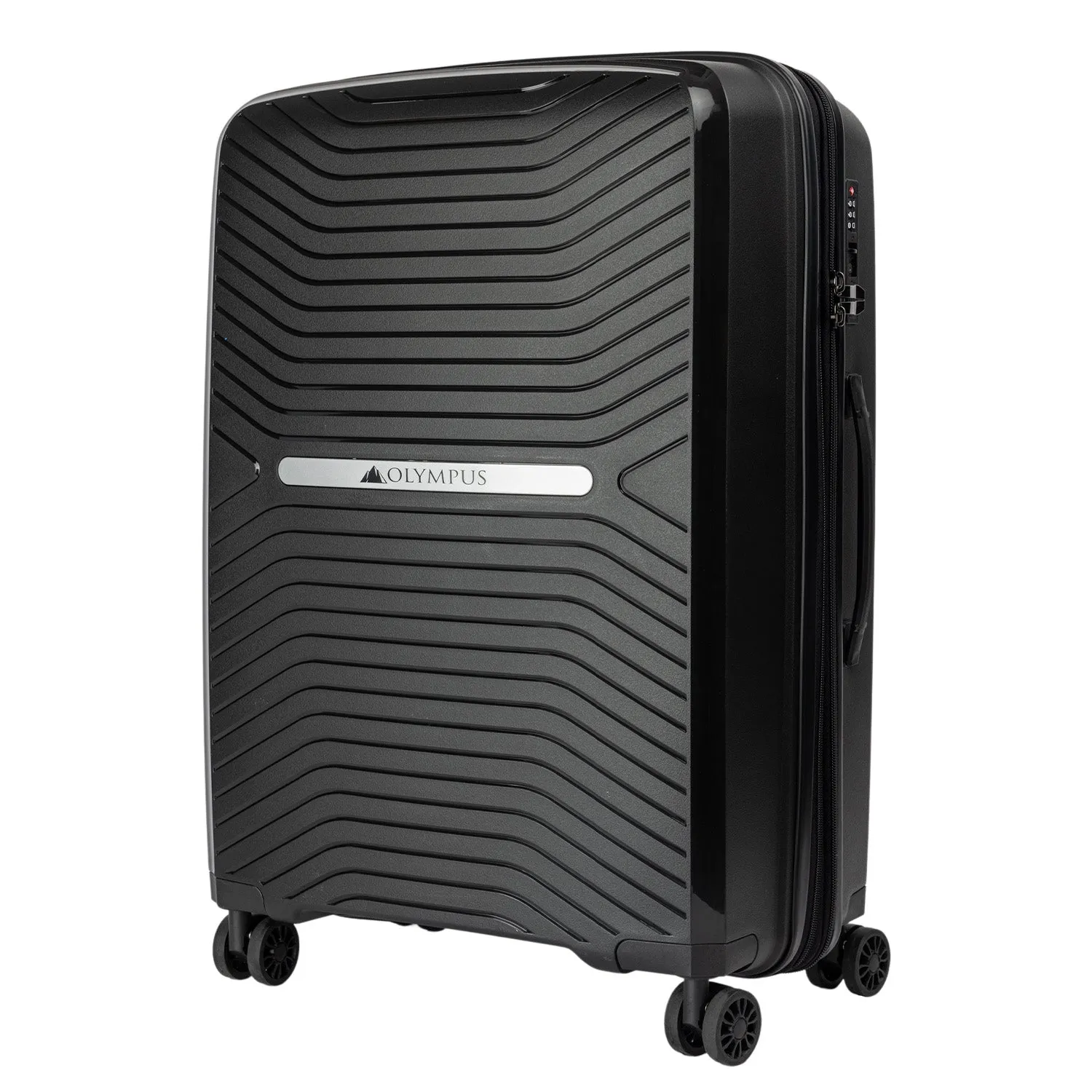 Olympus 3PC Astra Luggage Set Hard Shell Suitcase - Obsidian Black