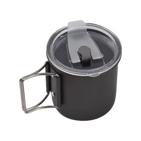 Outdoor 300ml/400ml/600ml Camping Mug Hard Anodized Aluminum Water Cup with Folding Handle and Lid for Outdoor Camping Hiking