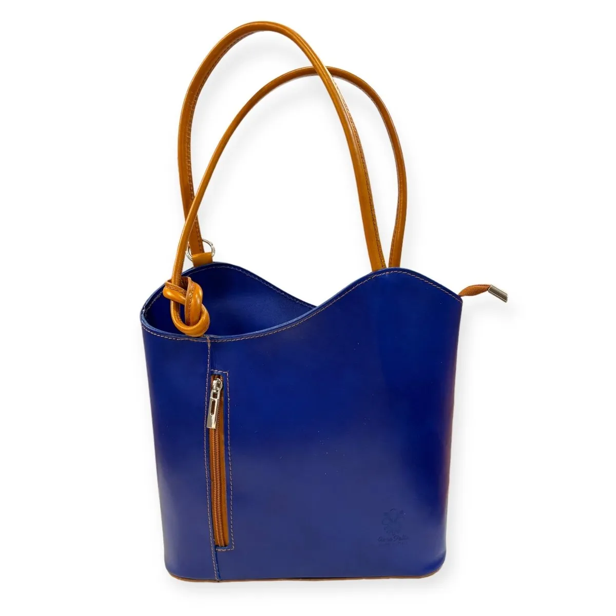 Periwinkle Leather Convertible Backpack & Tote Bag, Italian Leather Handbag