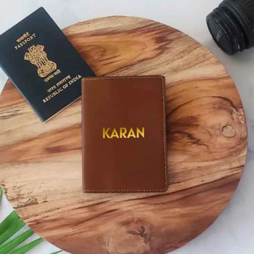 Personalized Vegan Leather Passport Holder for Men & Women - Add Name