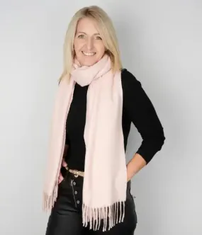 Pink Long Fringe Acrylic Scarf