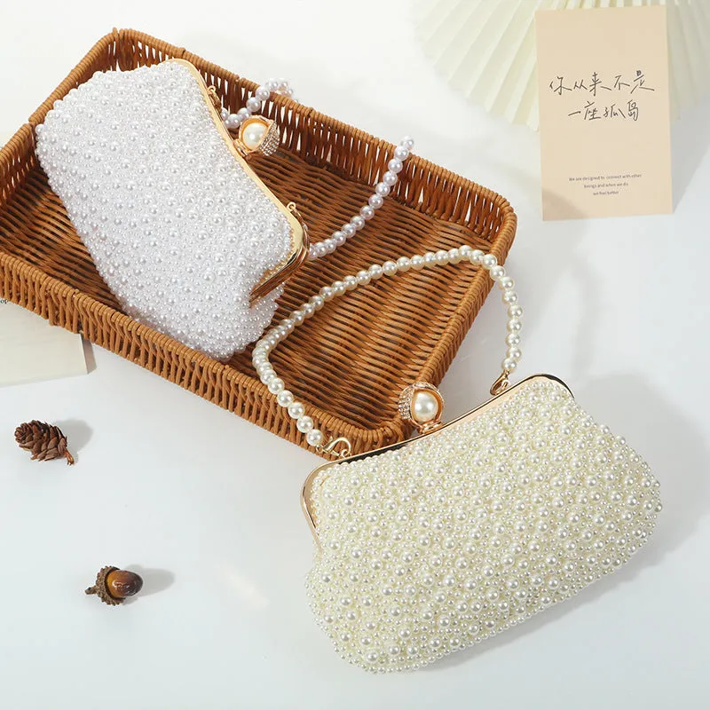 Portable Pearl Evening Bag Prom Bag Beaded Mini Handbag 1755