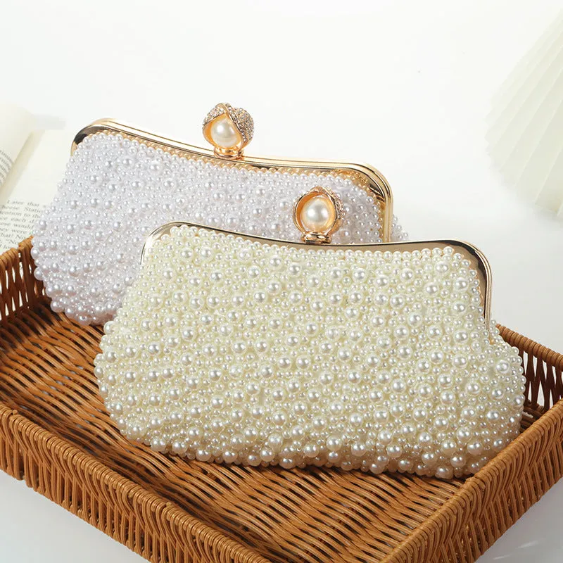 Portable Pearl Evening Bag Prom Bag Beaded Mini Handbag 1755