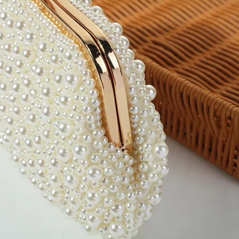 Portable Pearl Evening Bag Prom Bag Beaded Mini Handbag 1755