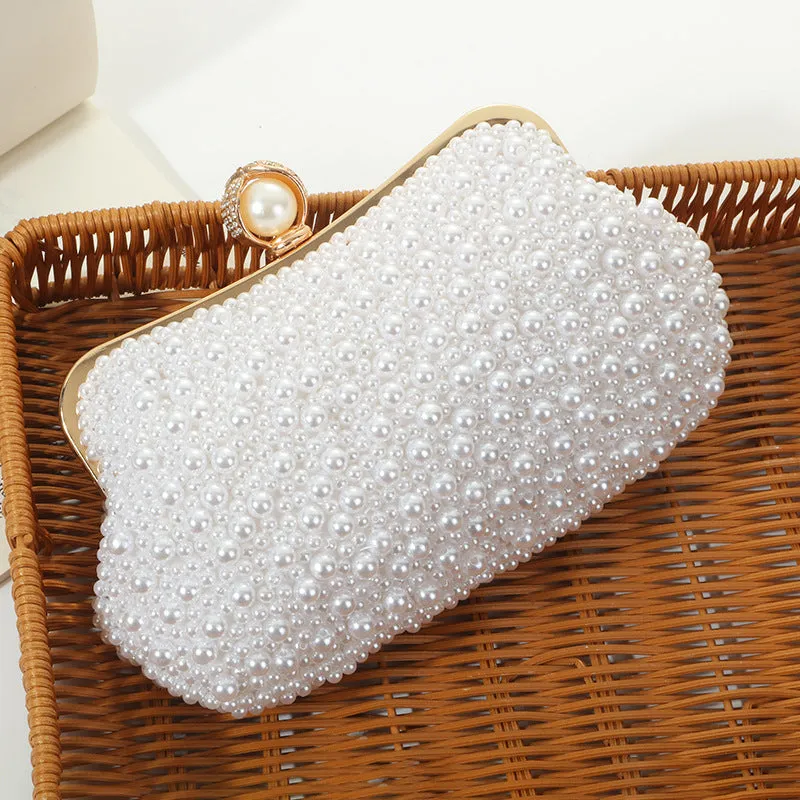 Portable Pearl Evening Bag Prom Bag Beaded Mini Handbag 1755