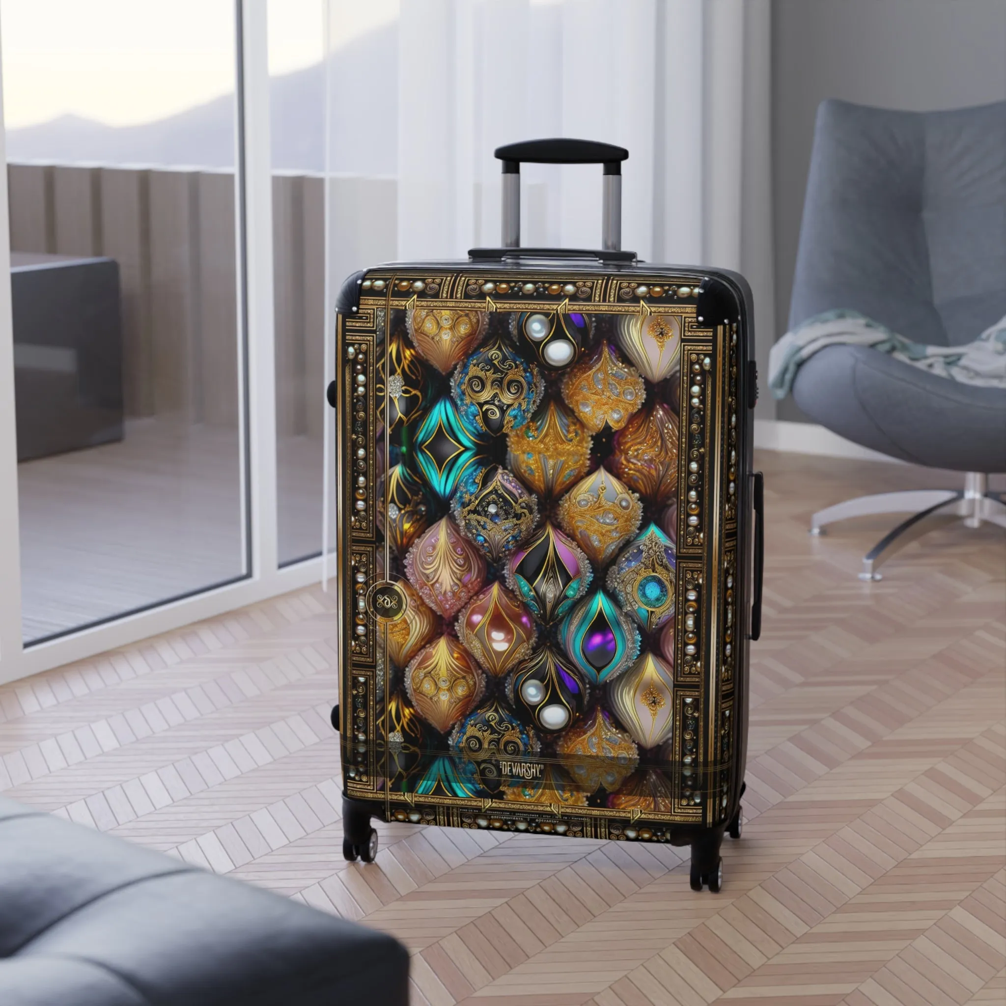 Precious Ogee Suitcase Gemstones Art Luggage Premium Hard Shell Carry-on Suitcase Luxury Wheels Travel Suitcase | D20215