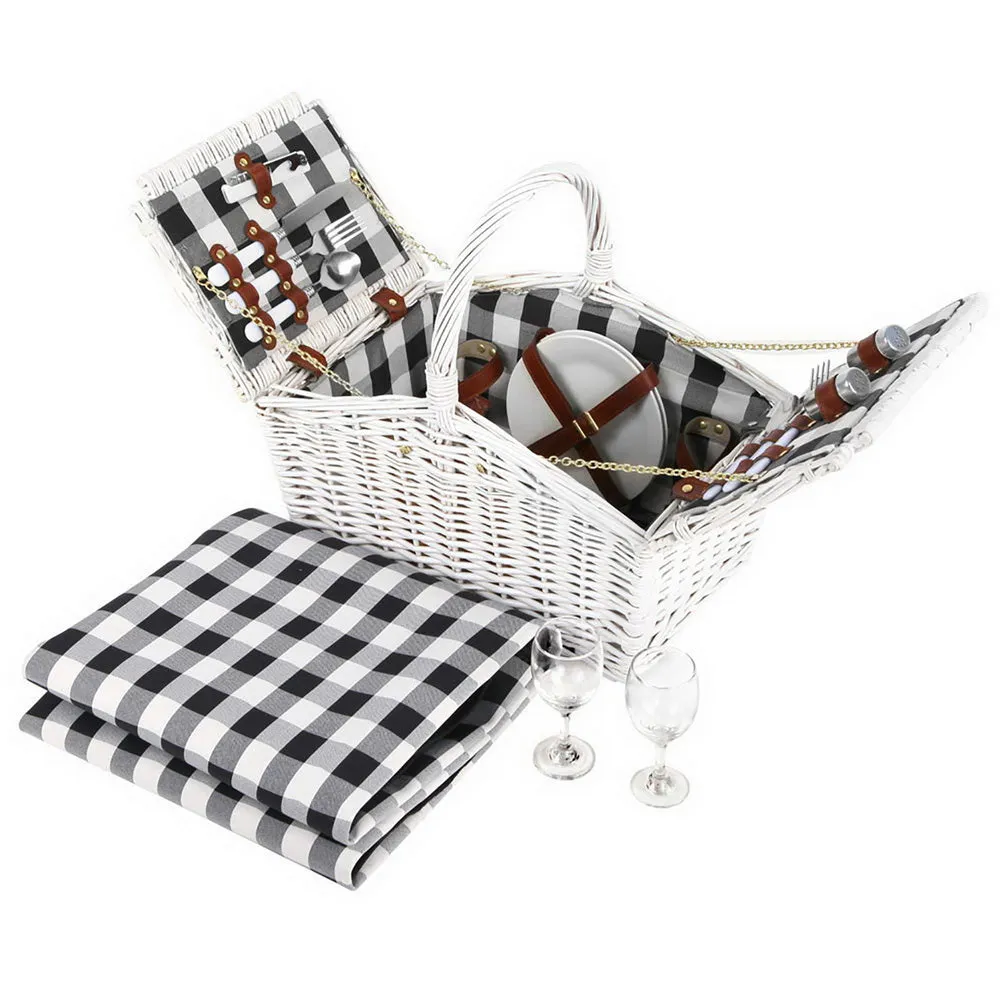 Quality Willow Picnic Basket Set with Blanket for 2 - Alfresco