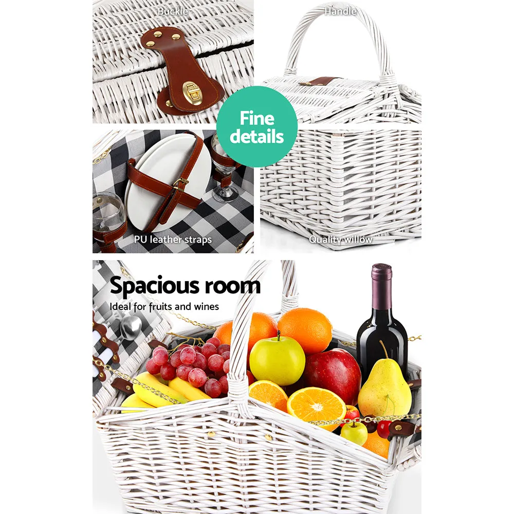 Quality Willow Picnic Basket Set with Blanket for 2 - Alfresco