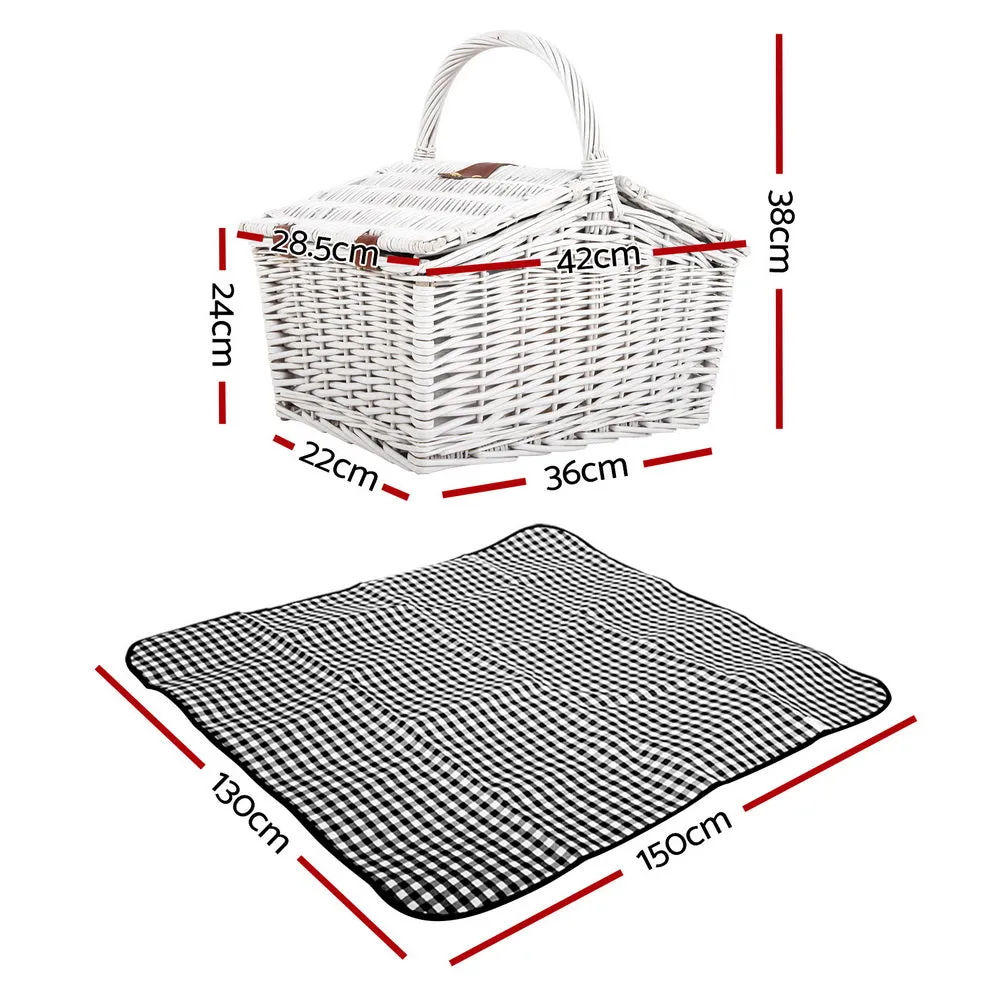 Quality Willow Picnic Basket Set with Blanket for 2 - Alfresco