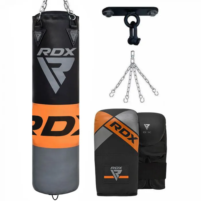 RDX F12 4ft / 5ft 4-in-1 Punch Bag with Gloves & Ceiling Hook Set