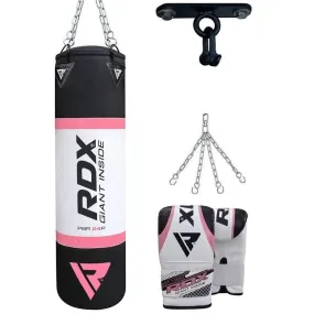 RDX X4 4ft 4-in-1 Punch Bag with Gloves & Ceiling Hook Set