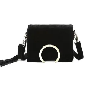 Retro Metal and Tassels Design Crossbody Bag For Women - Black