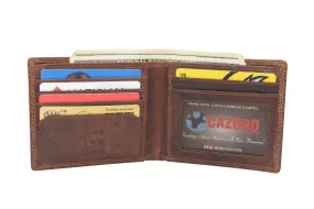 RFID920060RHBD RFID Blocking Slim Thin Bifold Credit Card ID Vintage Leather Wallet for Men Box