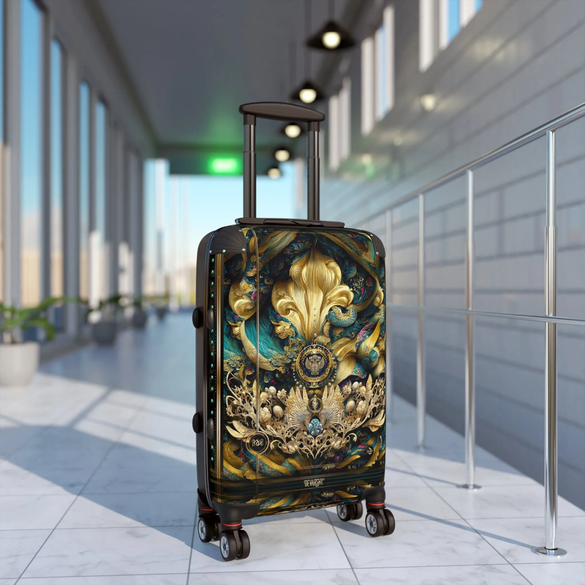 Royal Atlantis Suitcase Baroque Travel Luggage Carry-on Suitcase Turquoise Hard Shell Suitcase in 3 Sizes  | RB0086