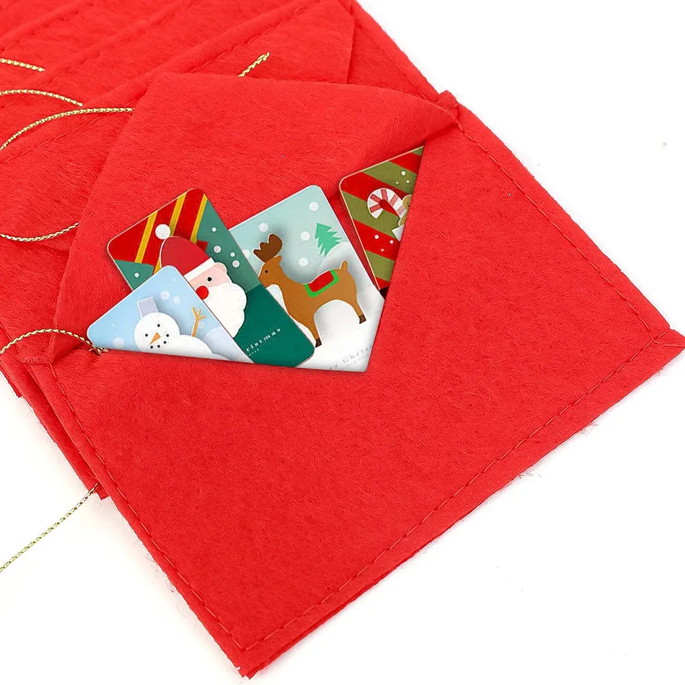 Santa Claus Felt Letter Envelopes Embroidered Christmas Candy Gifts Bag Holder Tree Ornaments