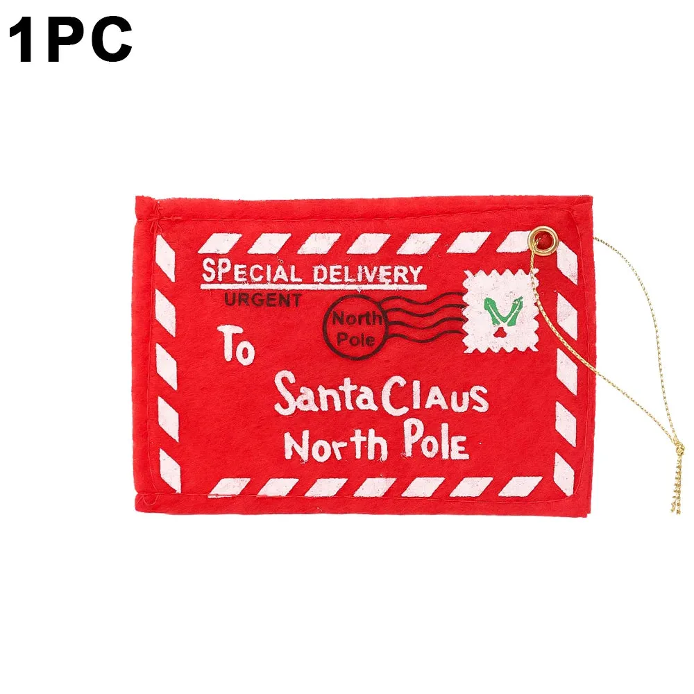 Santa Claus Felt Letter Envelopes Embroidered Christmas Candy Gifts Bag Holder Tree Ornaments