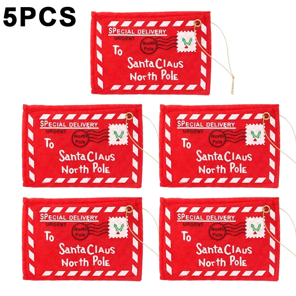 Santa Claus Felt Letter Envelopes Embroidered Christmas Candy Gifts Bag Holder Tree Ornaments