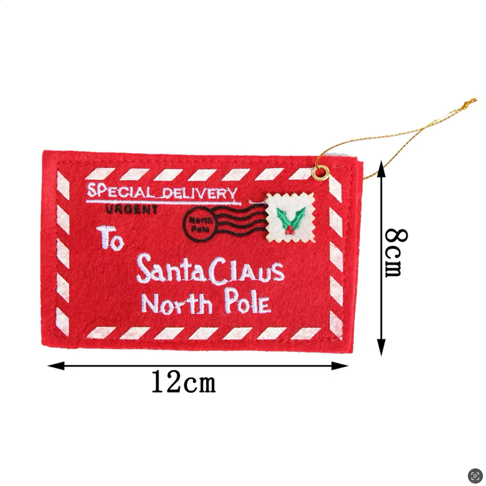 Santa Claus Felt Letter Envelopes Embroidered Christmas Candy Gifts Bag Holder Tree Ornaments