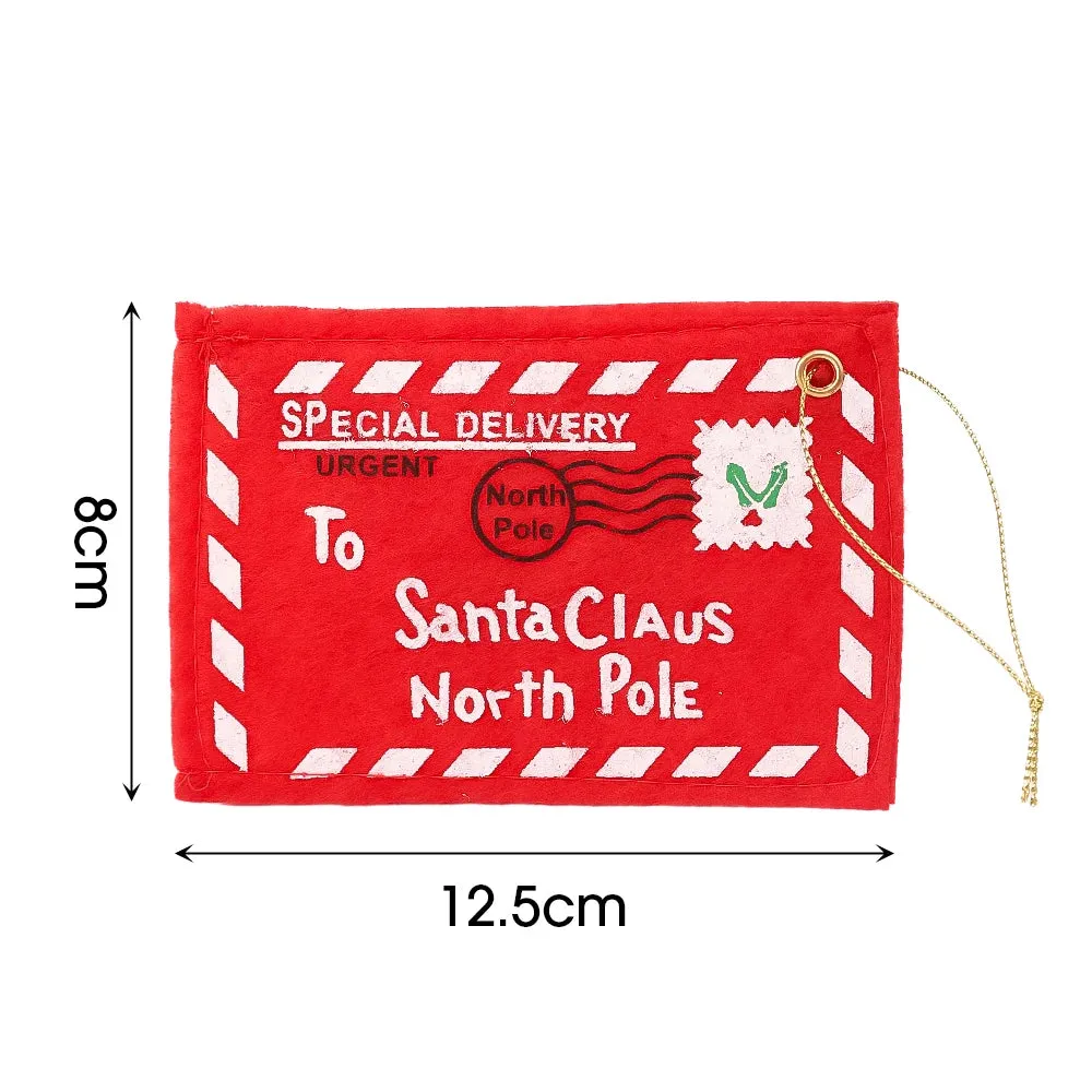 Santa Claus Felt Letter Envelopes Embroidered Christmas Candy Gifts Bag Holder Tree Ornaments