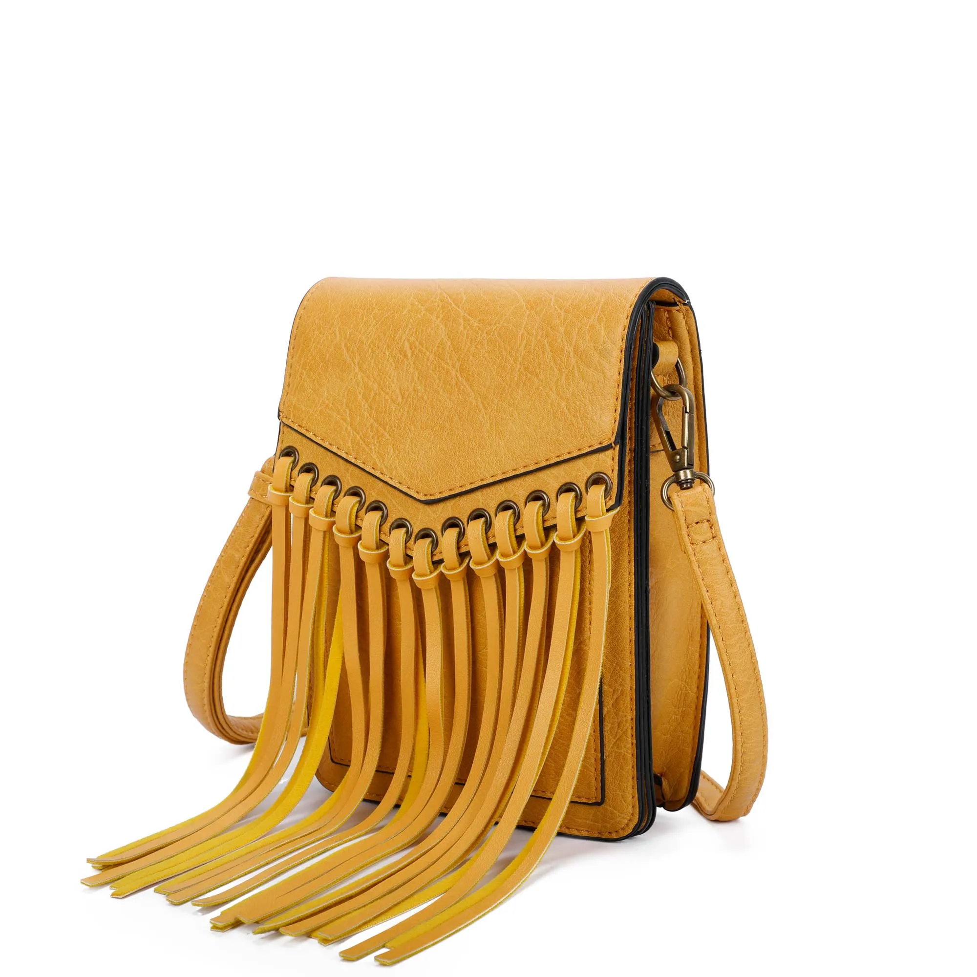 Scarlet Fringe Phonecase Crossbody - Mustard