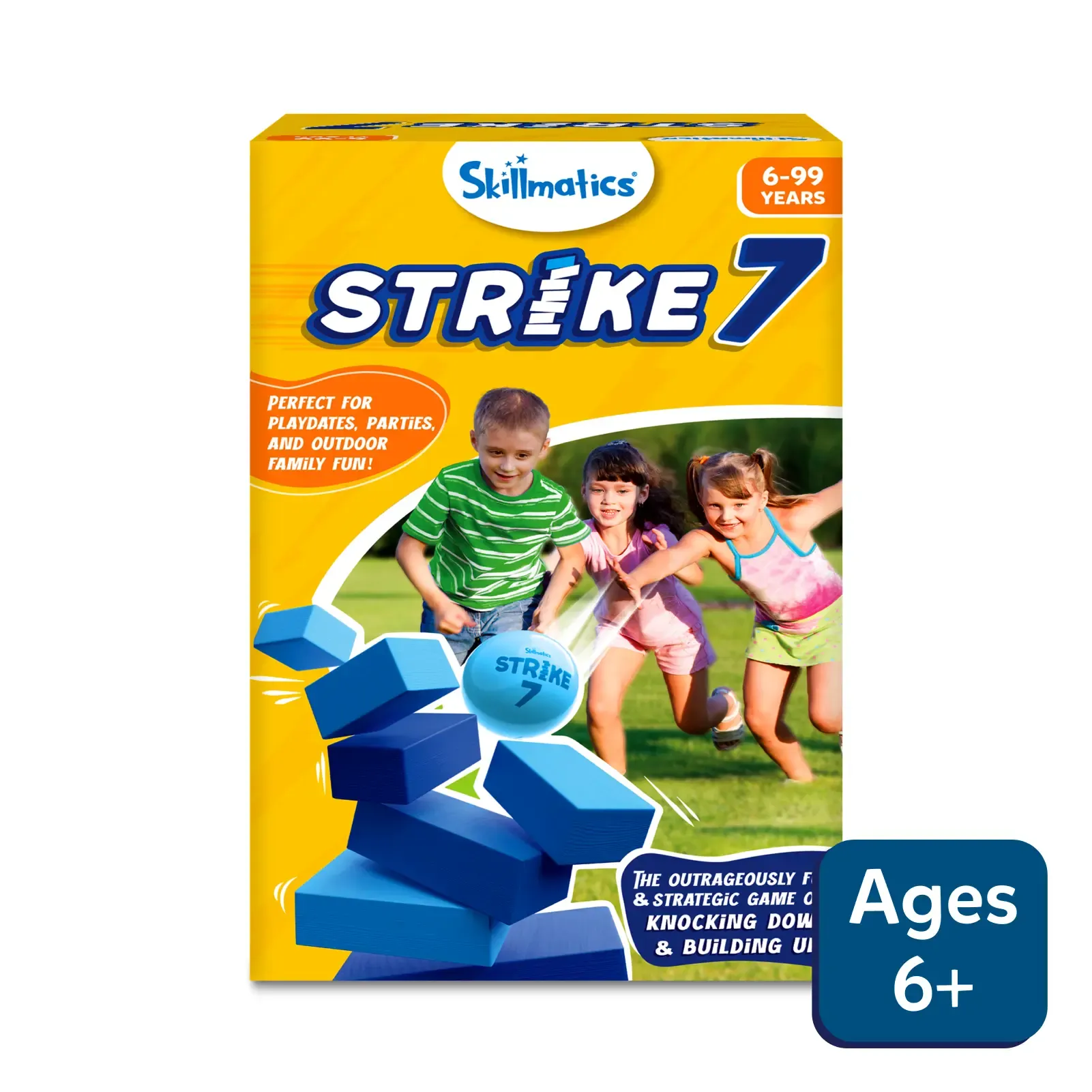 Skillmatics Block Game: Strike 7! | Strategic Game of Knocking Down & Building Up (ages 6 )