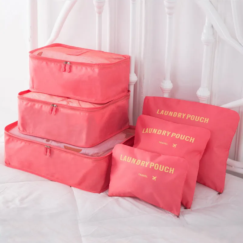 Slogan Graphic Travel Storage Bag 6pcs