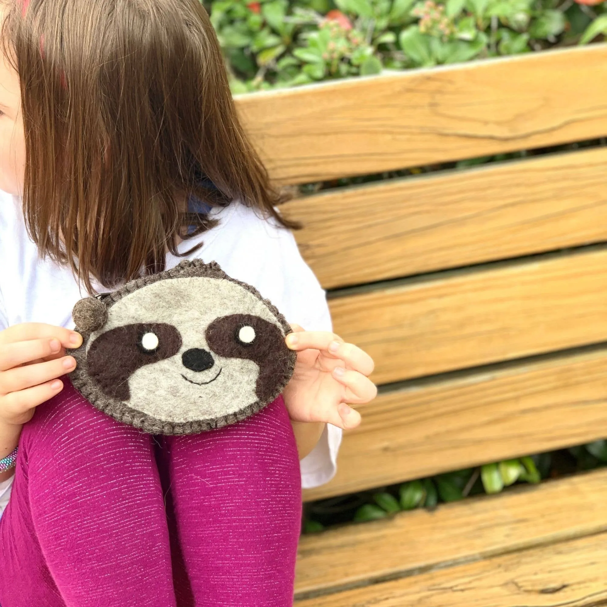 Sloth Felt Zipper Coin Purse