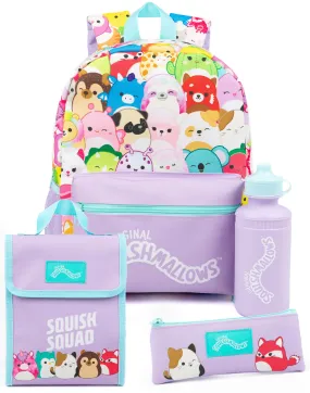 Squishmallows 4 Piece Kids Backpack Water Bottle Lunch Bag Pencil Case Set