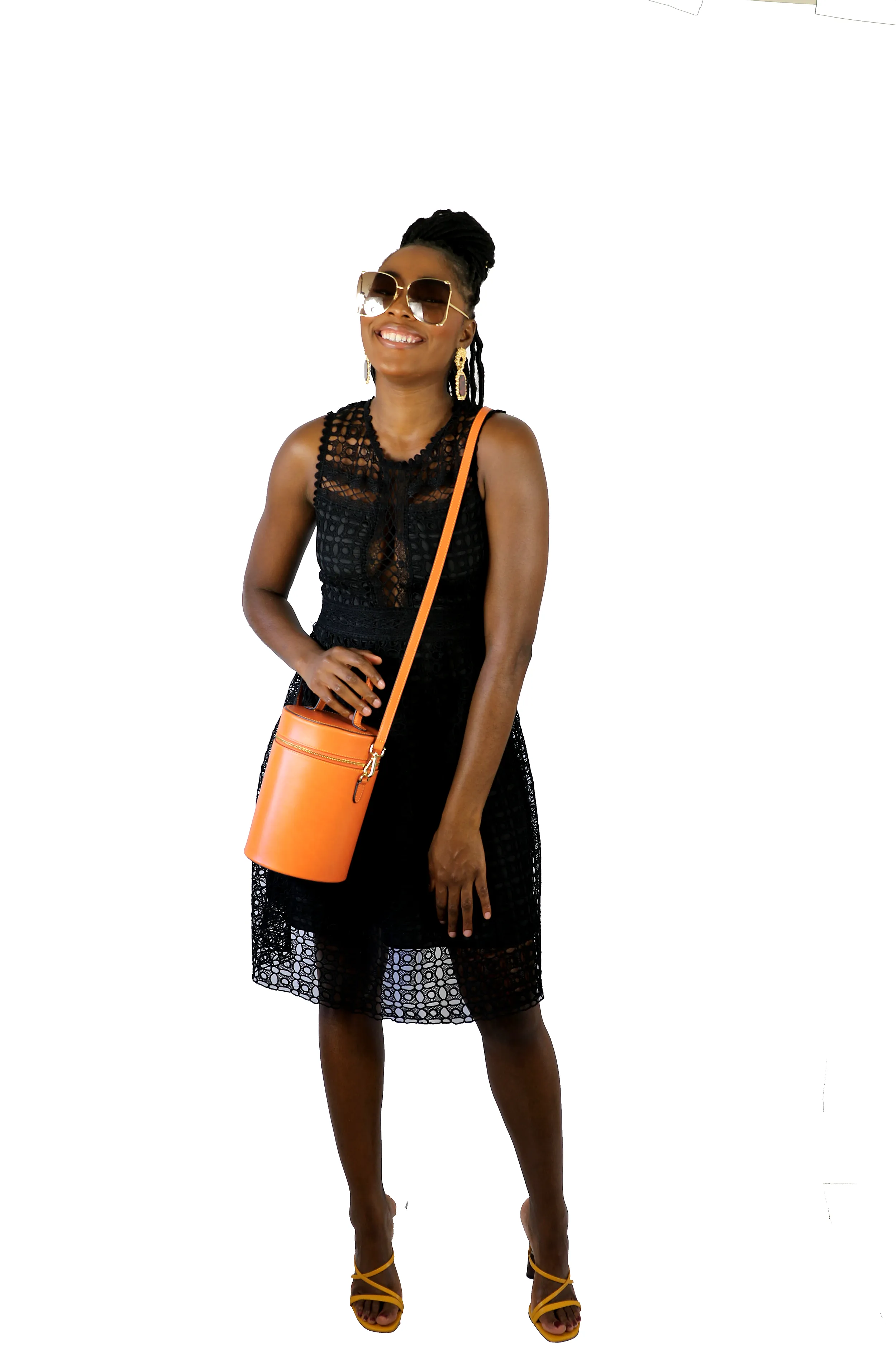 SSW - Cylinder Bucket Leather Bag in Mandarin Orange