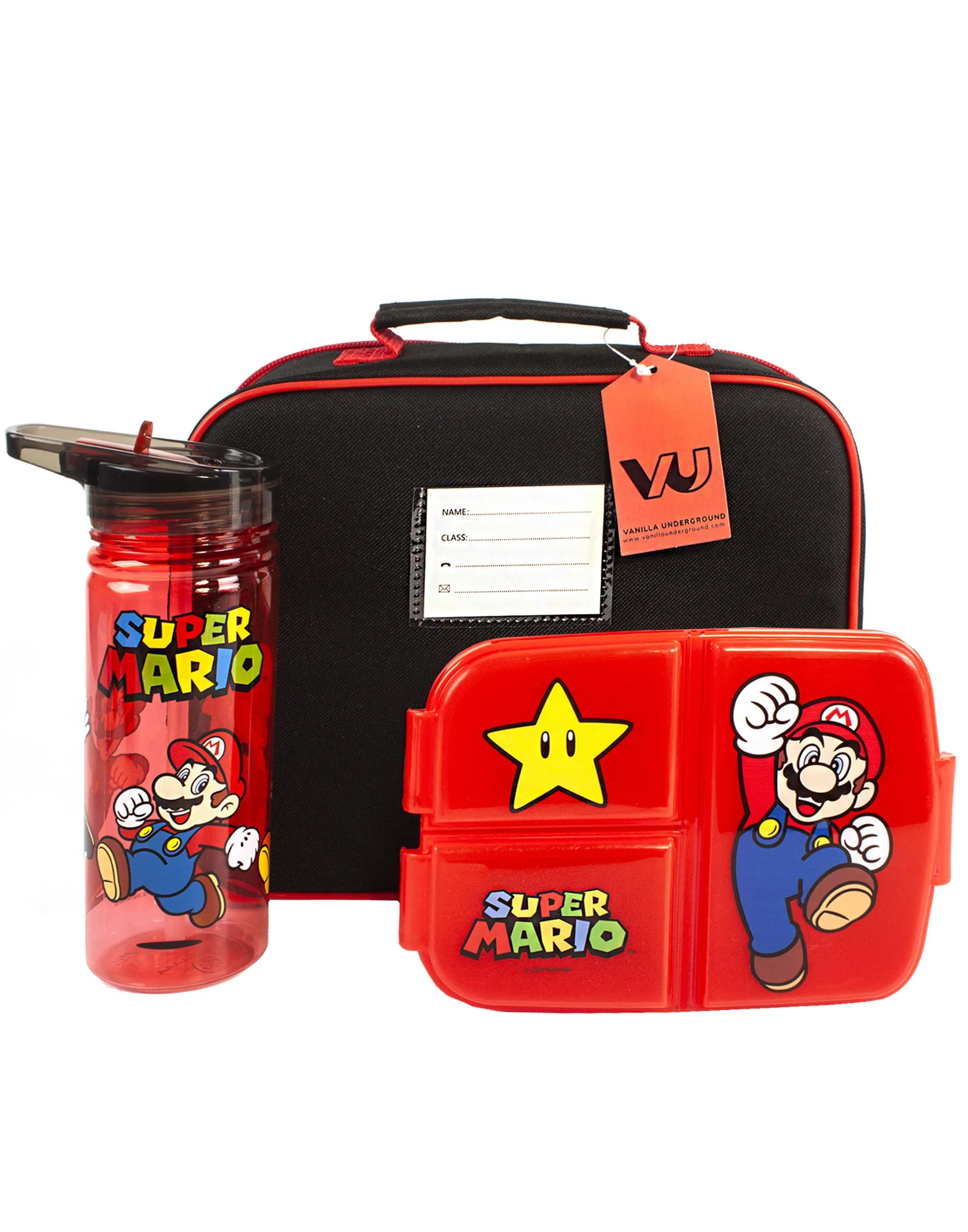 Super Mario Lunch Bag Set Kids (School Lunchbox, Water Bottle, Snack Pot)