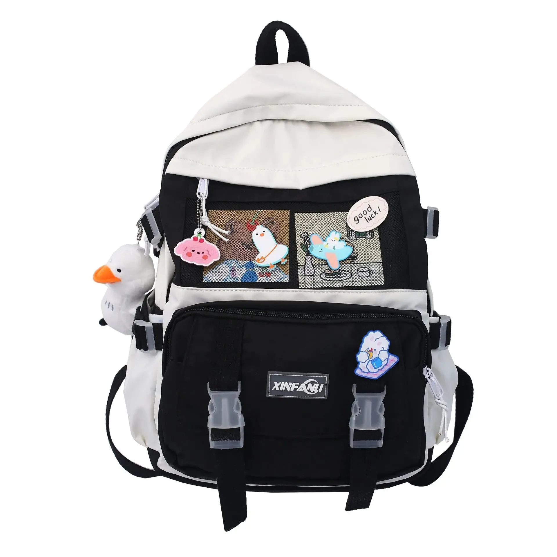 TAVIMART  -  High School Girls Backpack Waterproof Multi Pockets For Teenage Harajuku Kawaii Black Women Cute Mochila School Bags