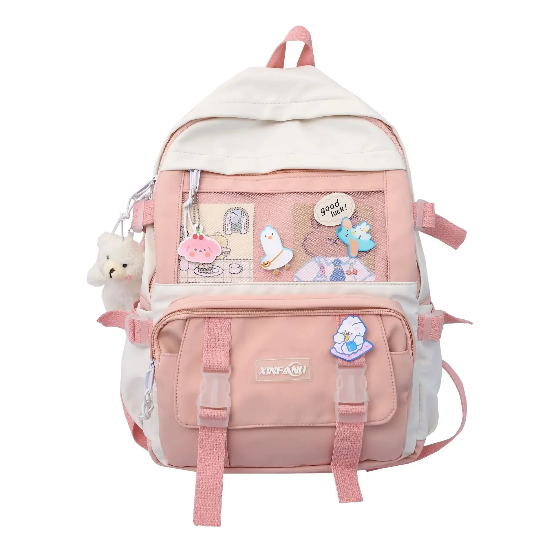 TAVIMART  -  High School Girls Backpack Waterproof Multi Pockets For Teenage Harajuku Kawaii Black Women Cute Mochila School Bags