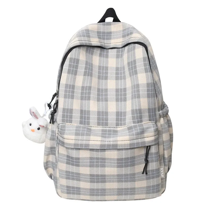 TAVIMART  -  New Fashion Lady Lattice Travel School Bag Female Plaid Cute College Backpack Trendy Women Bag Girl Cool Kawaii Laptop Backpack