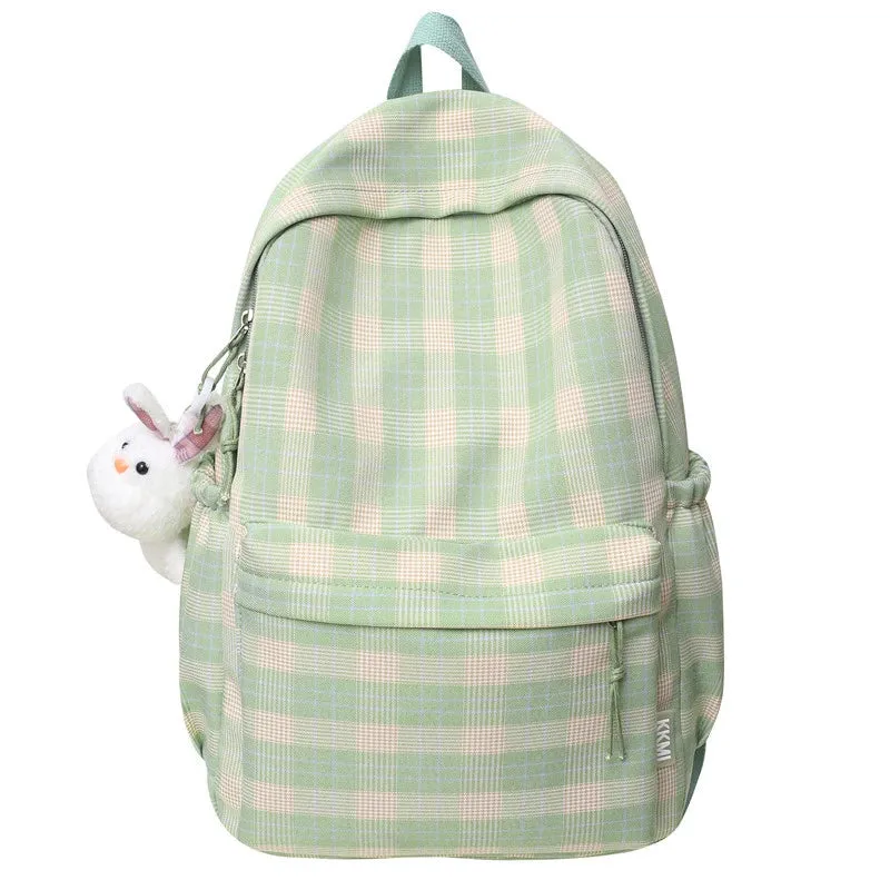 TAVIMART  -  New Fashion Lady Lattice Travel School Bag Female Plaid Cute College Backpack Trendy Women Bag Girl Cool Kawaii Laptop Backpack