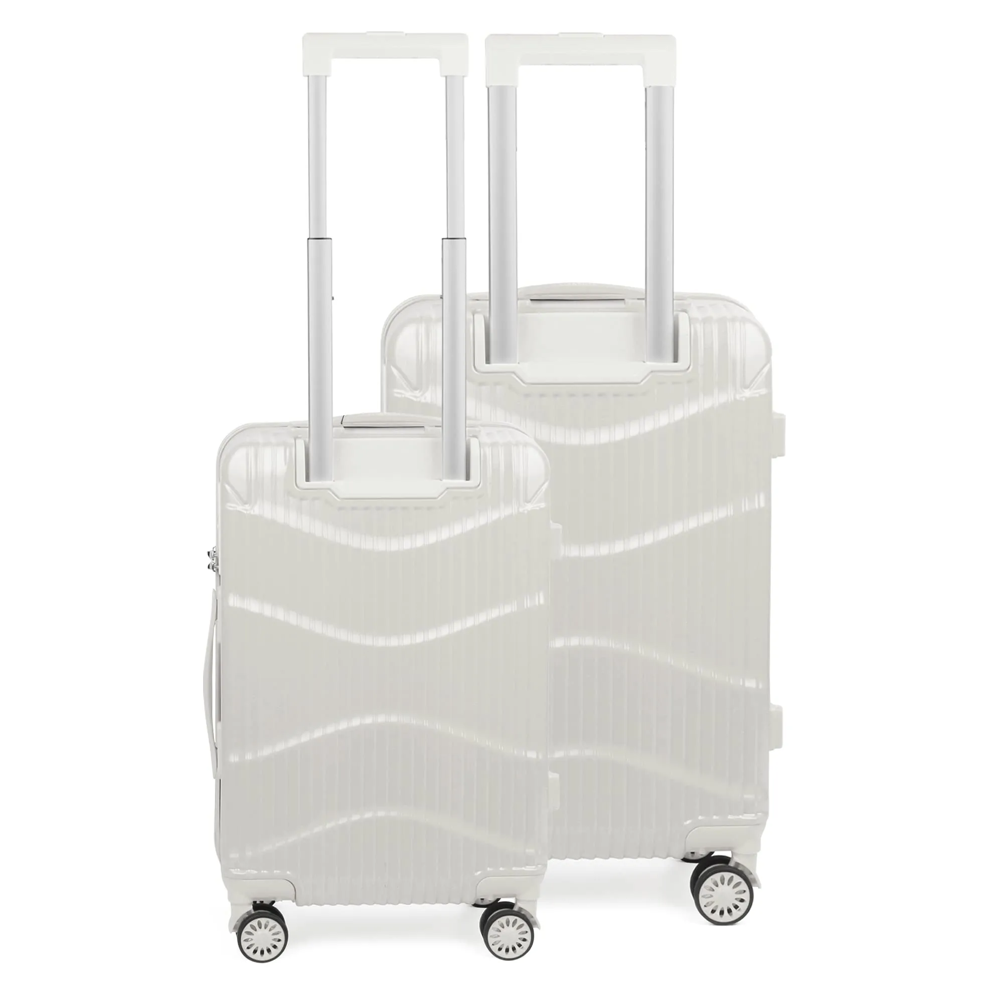 THE CLOWNFISH Combo of 2 Ballard Series Luggage ABS & Polycarbonate Exterior Suitcases Eight Wheel Trolley Bags with TSA Lock-White (Medium 65 cm-26 inch, Small 55 cm-22 inch)