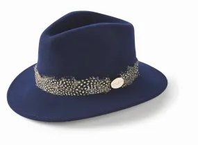 The Suffolk Fedora in Navy (Sable Feather Wrap)