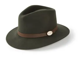 The Suffolk Fedora in Olive Green (No Feather)