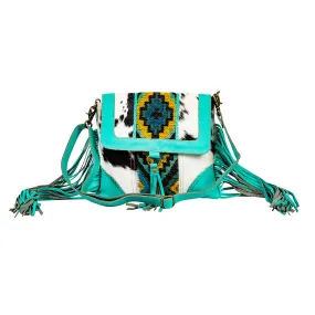 Tonga Ridge Canvas & Hairon Bag In Turquoise